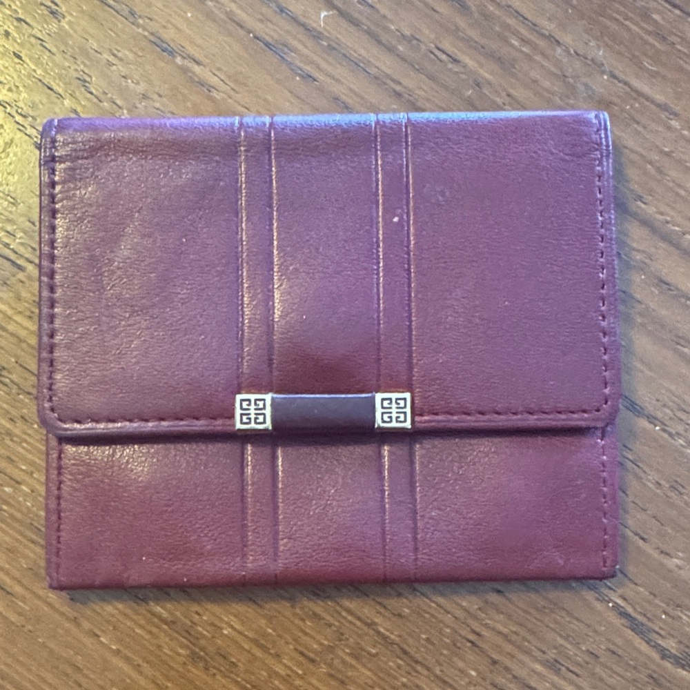 Givenchy small Maroon Coin Purse with Gold Emblem Detail